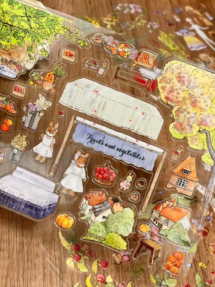 3D Landscape Stickers Bunny Spring Market Forest Concert Little Painter