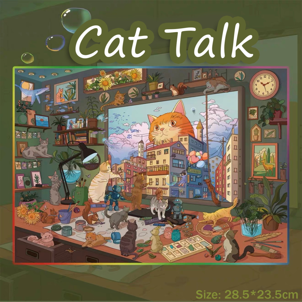 DIY 3D Sticker Collection - Cute Miniature Scene-Cat Talk