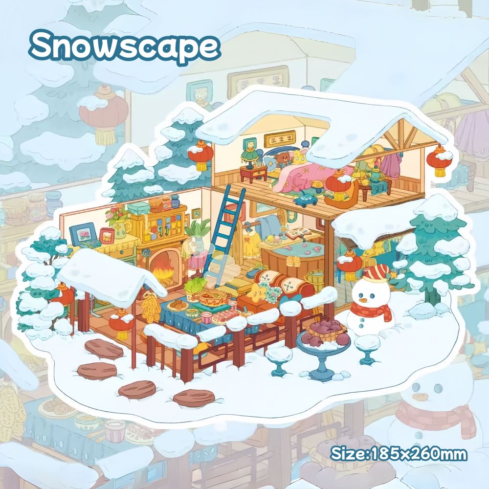 3D Sticker Scene-Lakehouse|Gusu Dreamscape|Snowscape|Isle Retreat