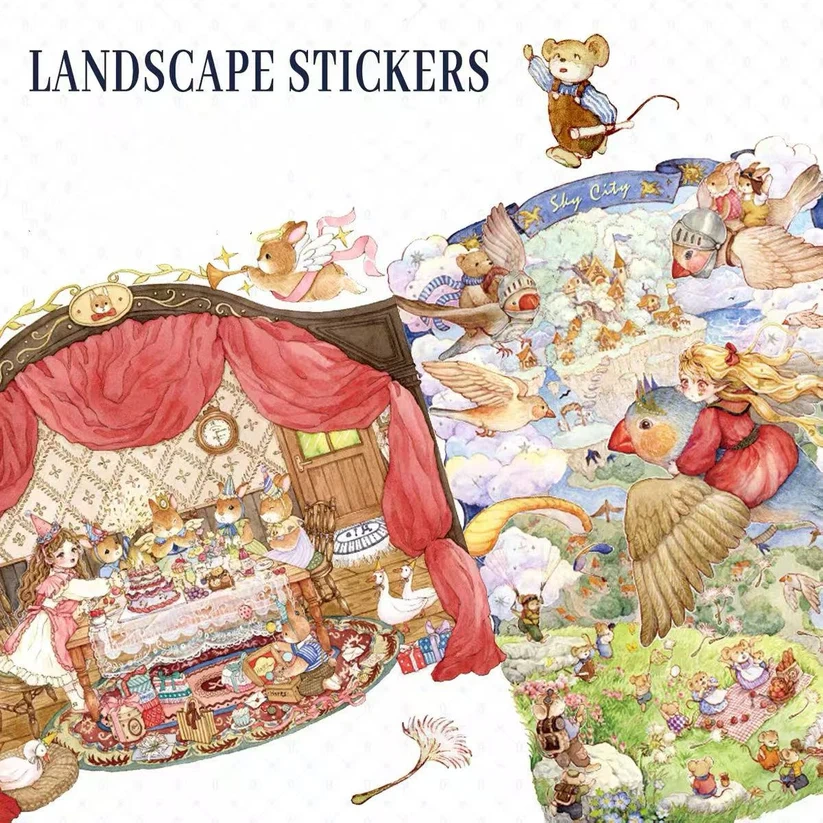 Grimm Dream River Bunnyland Birthday Landscape Stickers
