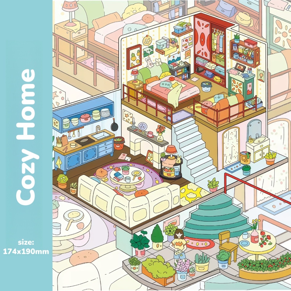 DIY 3D Stickers Scene-City Life-Cozy Home|Career Tiny Grid|Wooden House|Girly Sweet Nook
