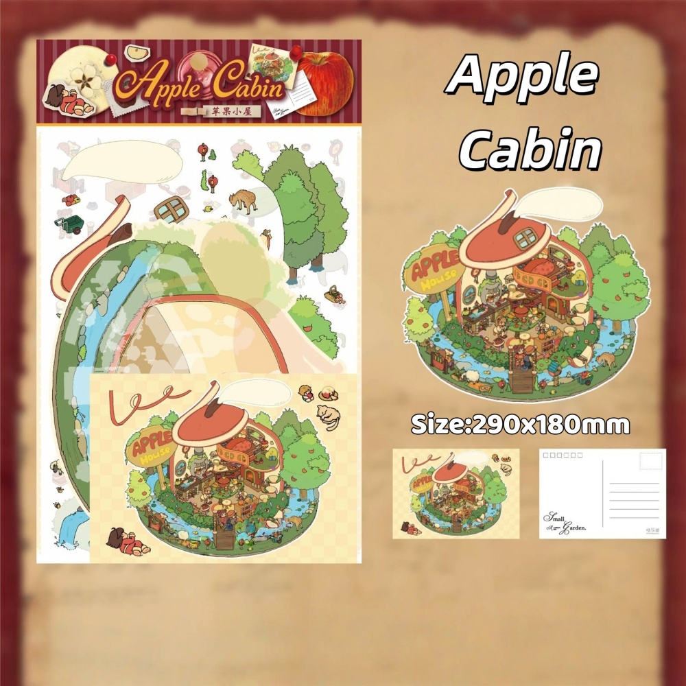 DIY 3D Miniature Scene Sticker-Retro Dollhouse|Botanist's Box|Apple Cabin|Magic Perfume Shop