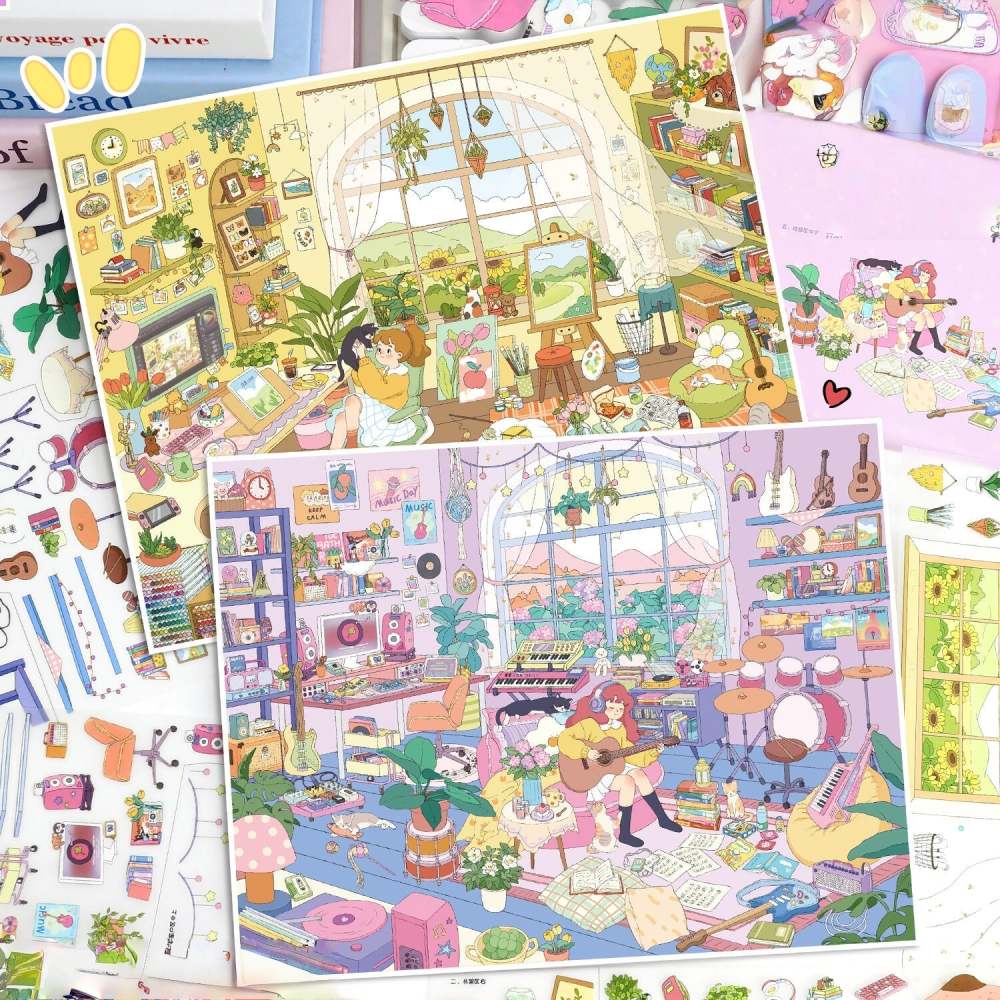 DIY 3D Sticker Scene-Cozy Studio-Music Studio|Illustration Studio