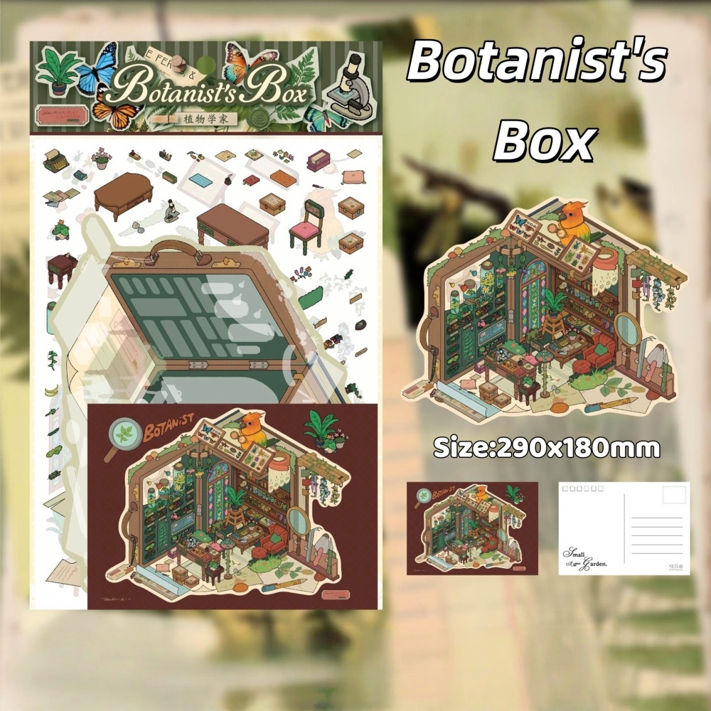 DIY 3D Miniature Scene Sticker-Retro Dollhouse|Botanist's Box|Apple Cabin|Magic Perfume Shop