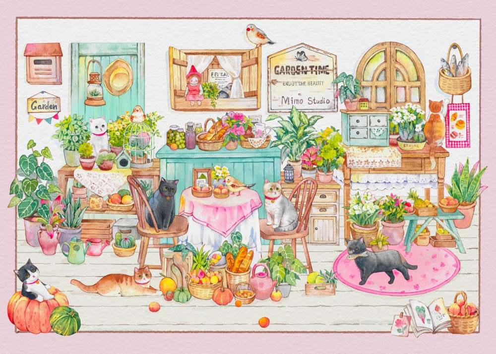 3D  Landscape Stickers Scene Sticker Cat Garden Time|Warm Kitchen