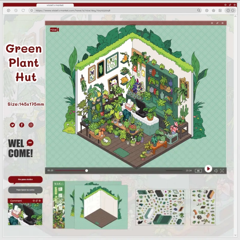 DIY 3D Scene Stickers-Green Plant Hut|Sweet Dreamy House