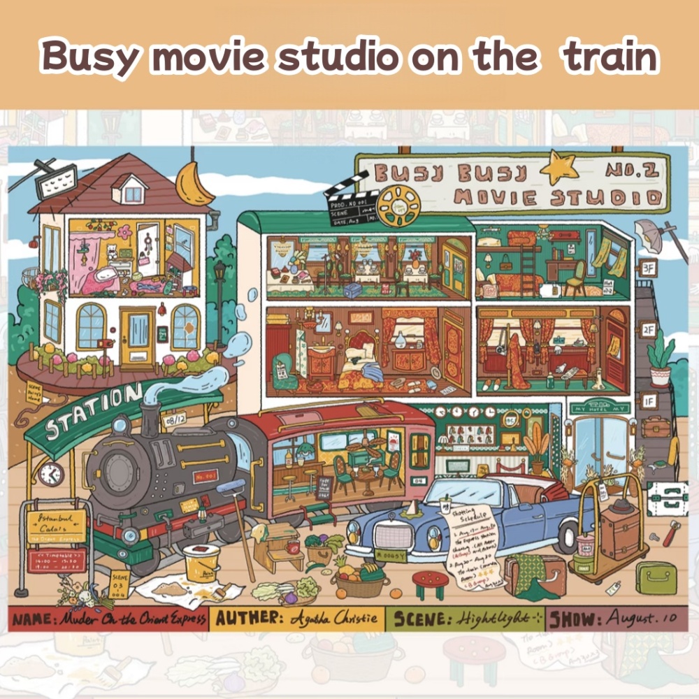 DIY 3d sticker-Busy movie studio on the train|Nile Film Set