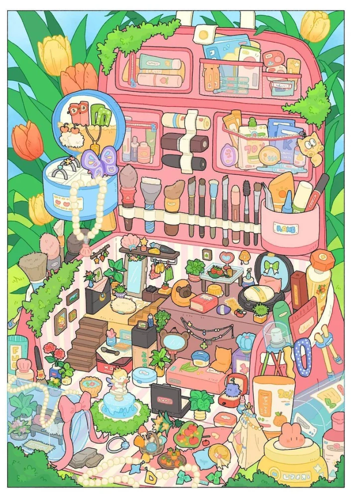 DIY 3D Scene Sticker-My Cozy Makeup Pouch