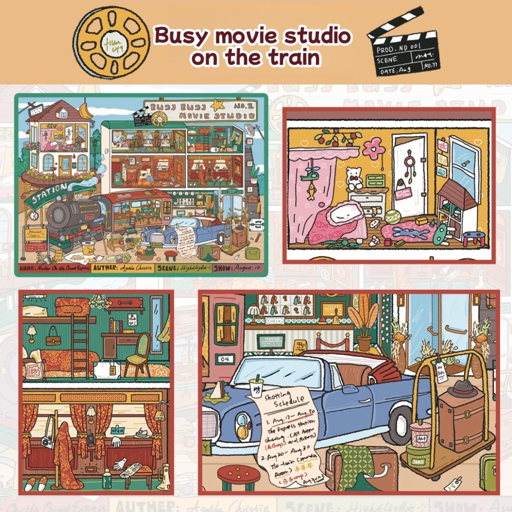 DIY 3d sticker-Busy movie studio on the train|Nile Film Set