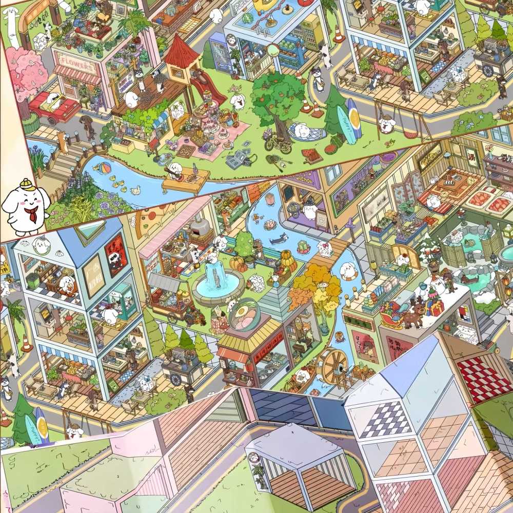 DIY 3d Sticker Scene-Puppy Town Sticker Book 12PCS Stickers