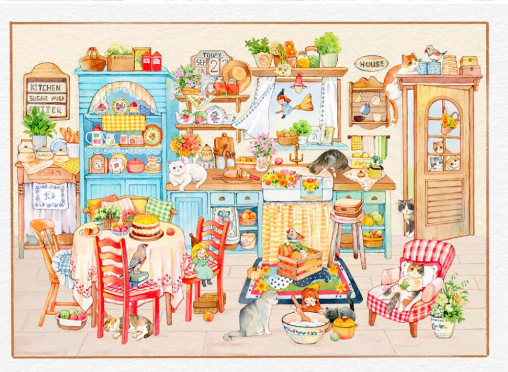 3D  Landscape Stickers Scene Sticker Cat Garden Time|Warm Kitchen