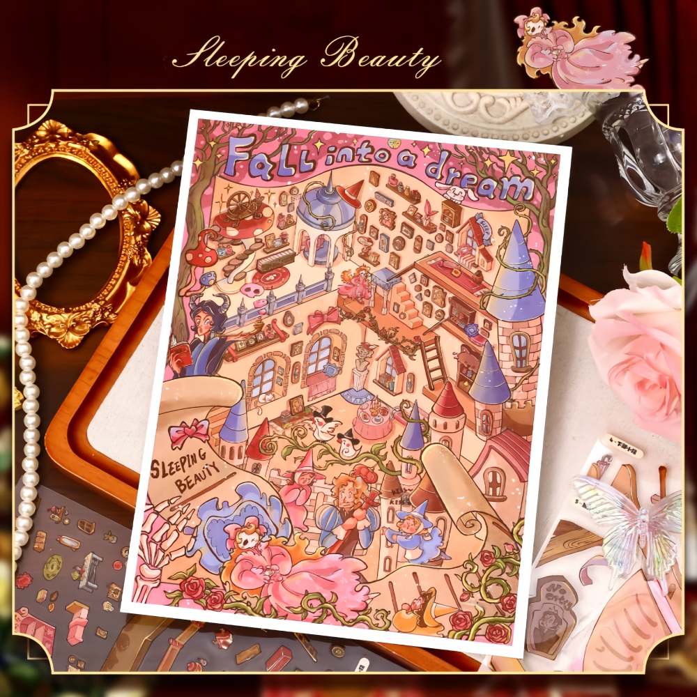 DIY 3D Miniature Scene Sticker-Snow White|Sleeping Beauty