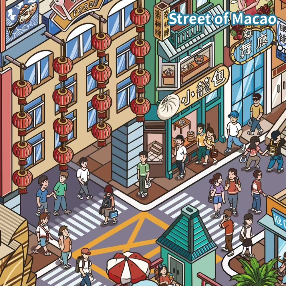 Street of Hong Kong & Macao-DIY 3D Miniature Scene Sticker