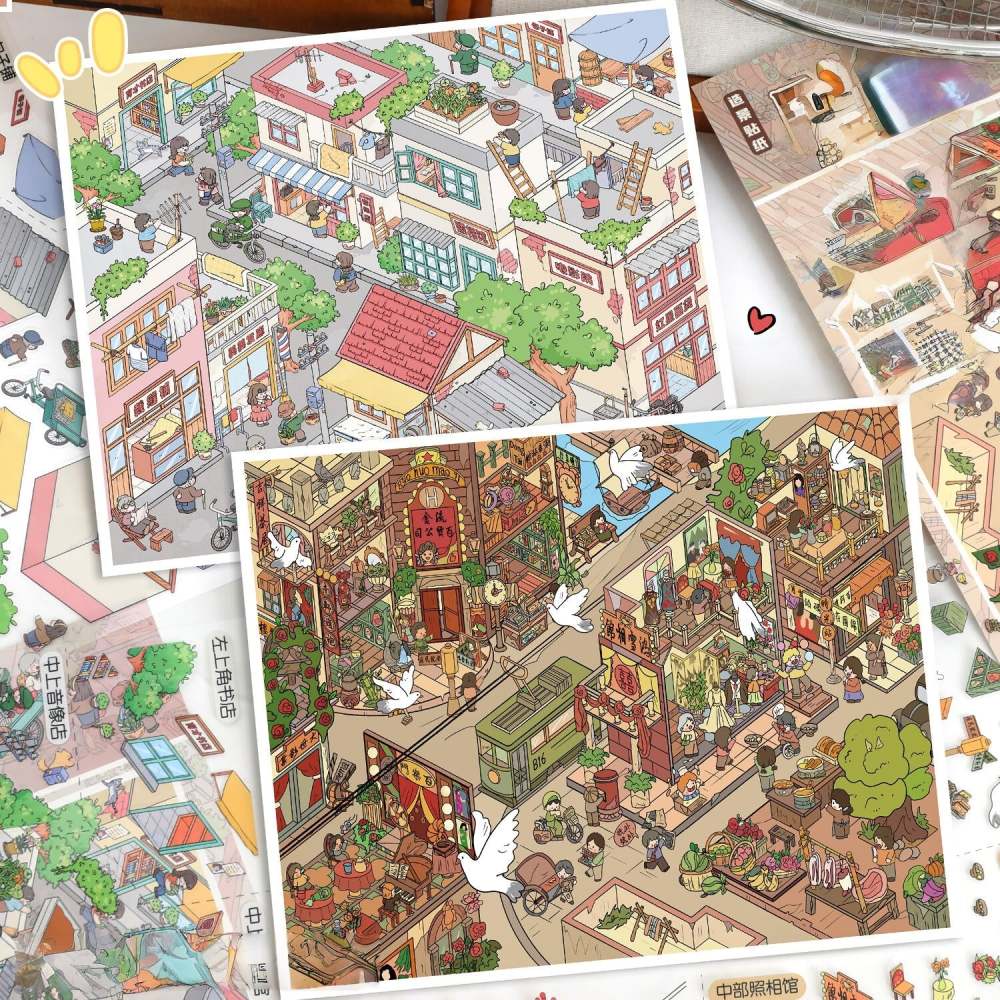 Old Town Memories-DIY 3D Miniature Scene Sticker