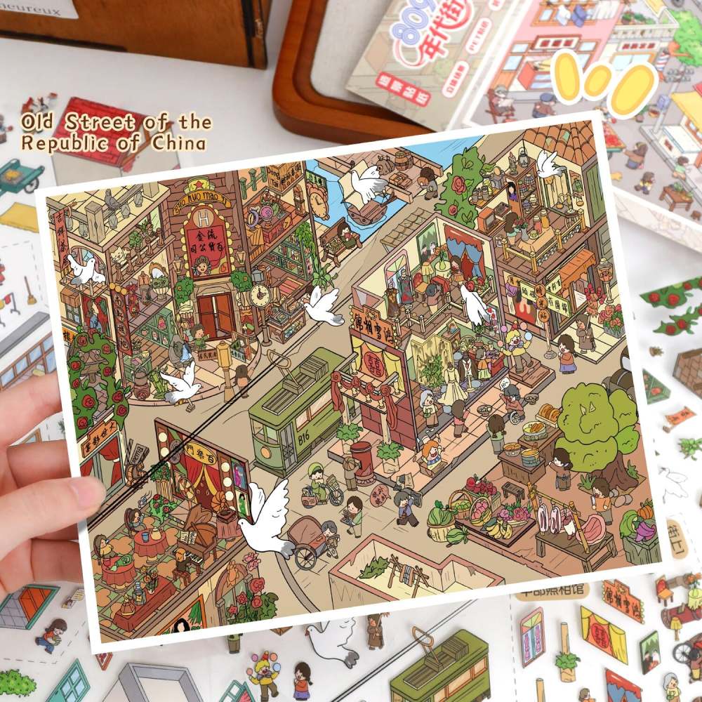 Old Town Memories-DIY 3D Miniature Scene Sticker