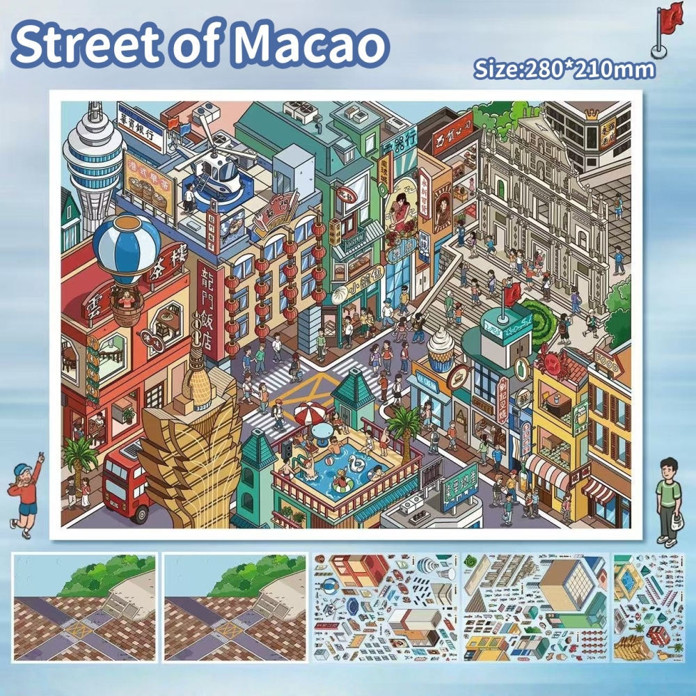 Street of Hong Kong & Macao-DIY 3D Miniature Scene Sticker