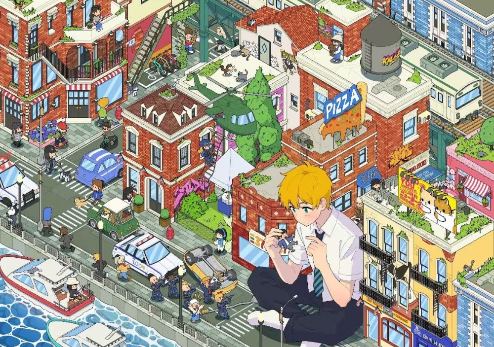 Town Street View-DIY 3D Miniature Scene Sticker