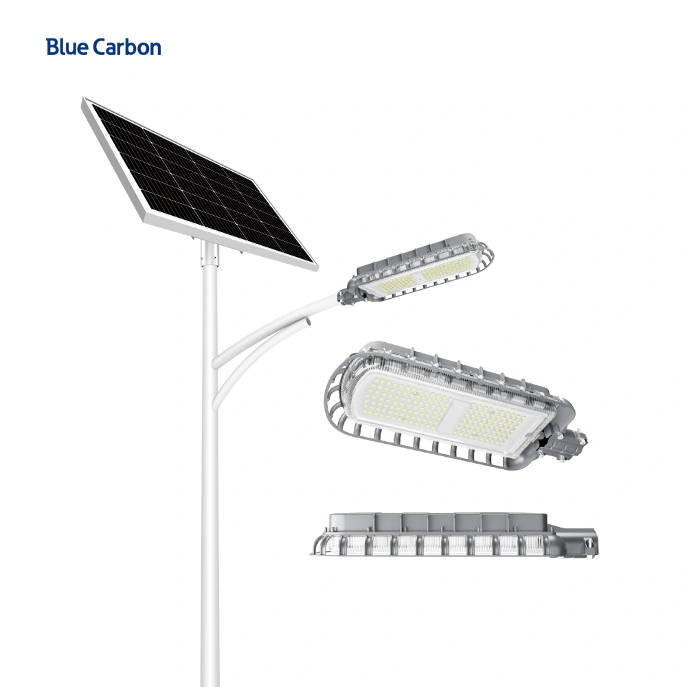 Blue Carbon Outdoor Ip66 Waterproof 56W Street Light Solar Path Lighting Street Light With Solar Panel for Road