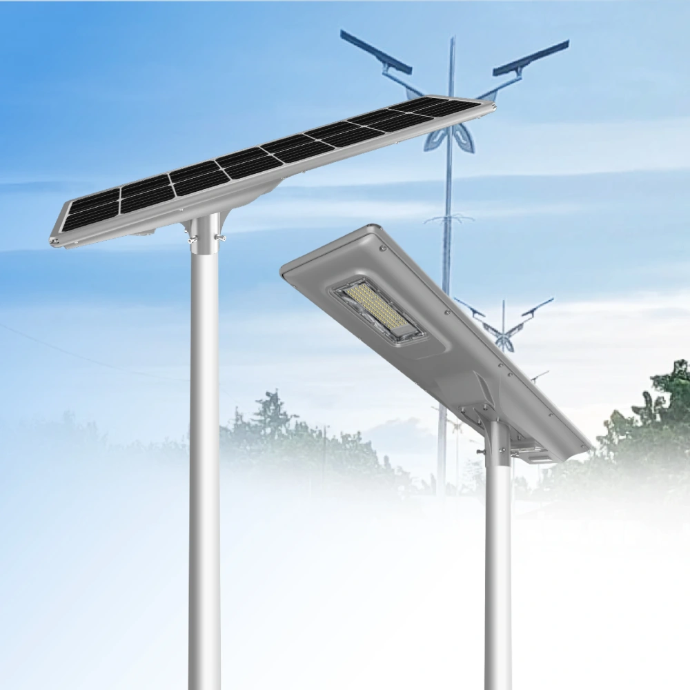Blue Carbon Outdoor High Power All in One Integrated Solar Street Light Solar Powered Led Street Lamp for Sale