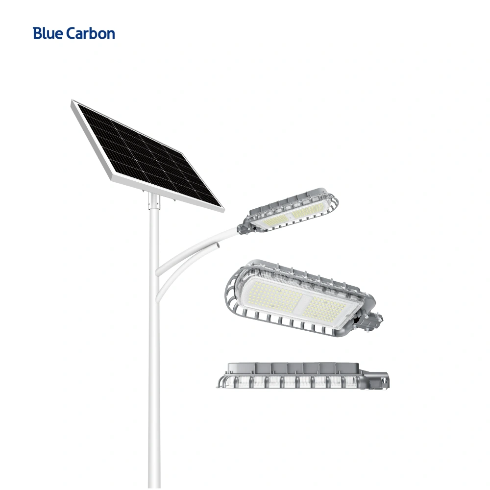 Blue Carbon 30W 50W 60W 80W 100W 120W Outdoor Waterproof Solar Street Lights  Led Lamp With Remote 36W Solar Street Lights