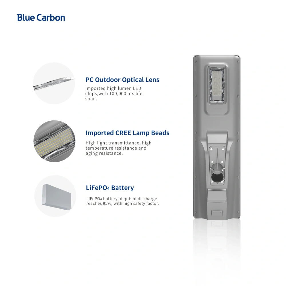 Blue Carbon 3200Lm All in One Outdoor Led Solar Street Light Solar Powered Led Solar Street Lights