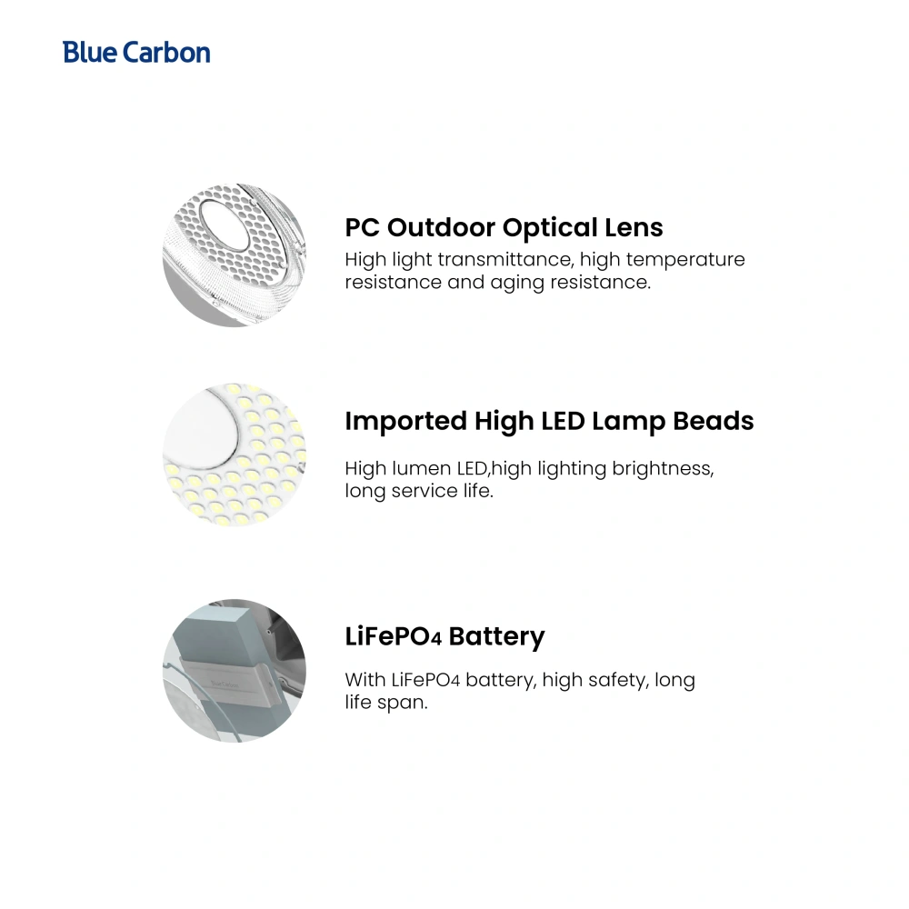 2025 New Garden Lights Solar Powered Waterproof IP65 Street Light Hot Sale Wholesale Price Cree LED Blue Carbon Solar Light