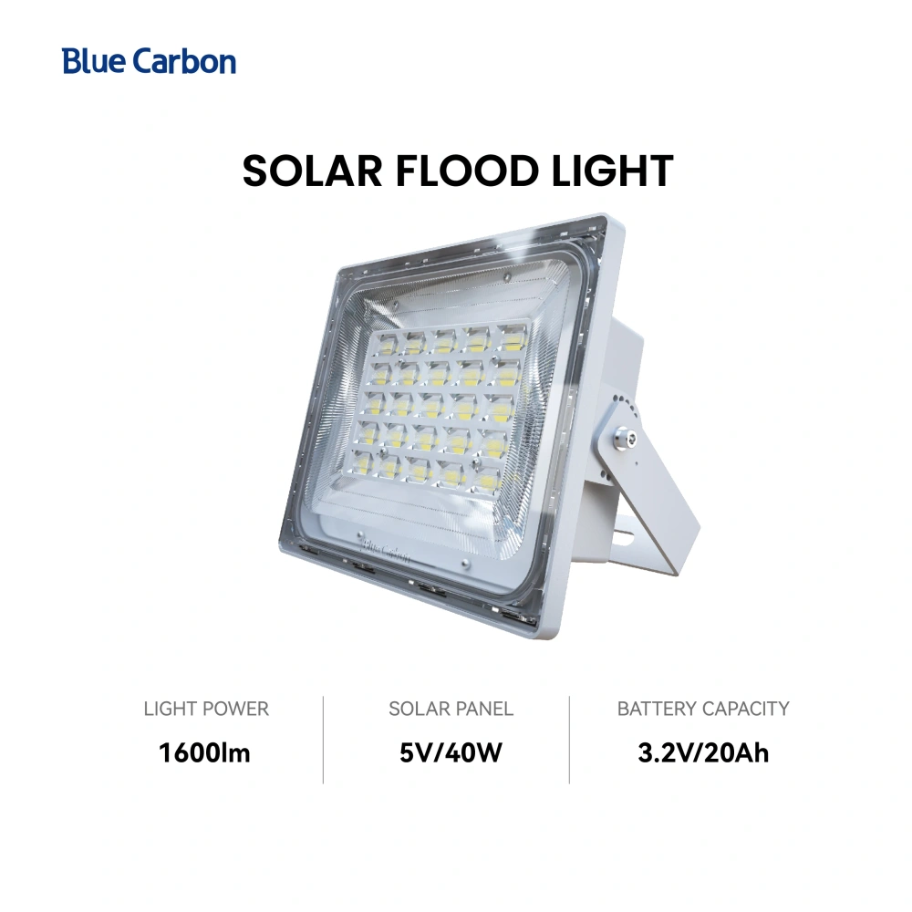 Blue Carbon Solar Flood Light 1600lm Cree Led 10 Years Warranty Solar Light Outdoor Solar Street Lights Lifepo4 Battery