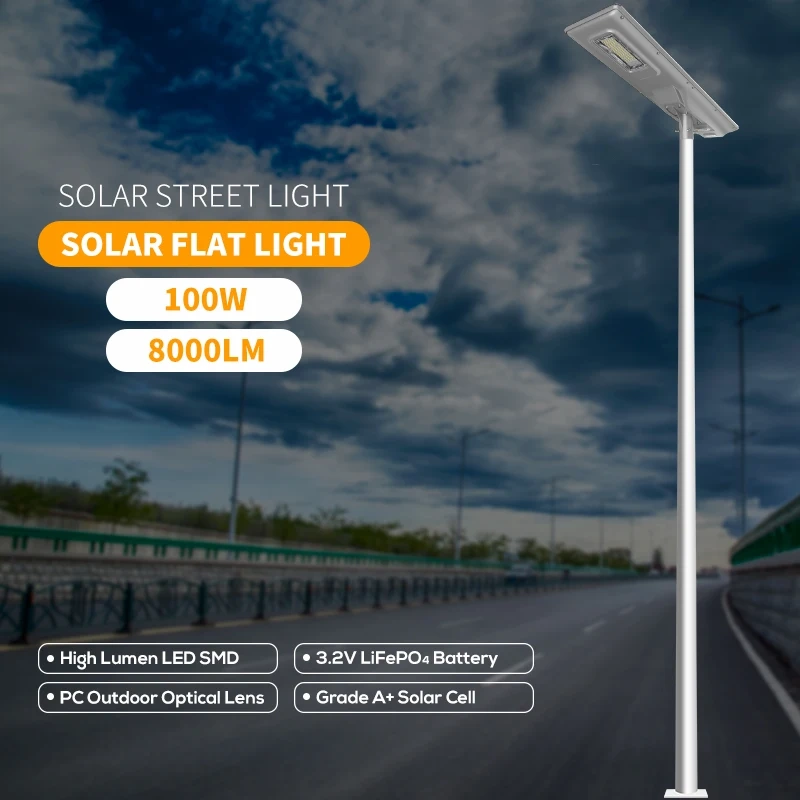 Blue Carbon High Powered 100W 200W 300W 500W Solar Lamp All in One Outdoor Waterproof Integrated 80W Led Solar Street Light
