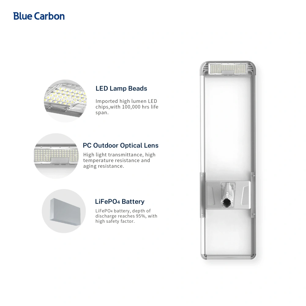 Blue Carbon High Quality Outdoor Waterproof All in One 60W Street Lamp Integrated Solar Street Light