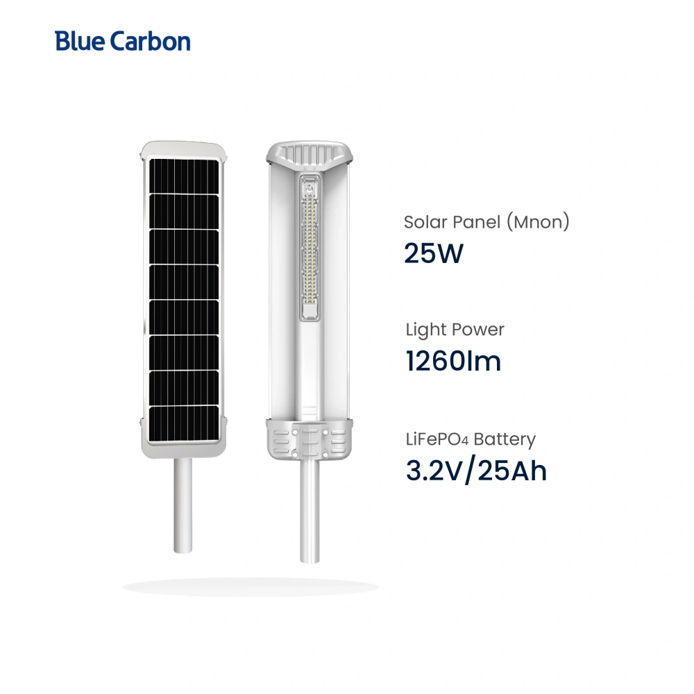 Blue Carbon Integrated Road Lamp 25W All in One Solar Led Street Light Outdoor Solar Powered Street Light Lamp Waterproof