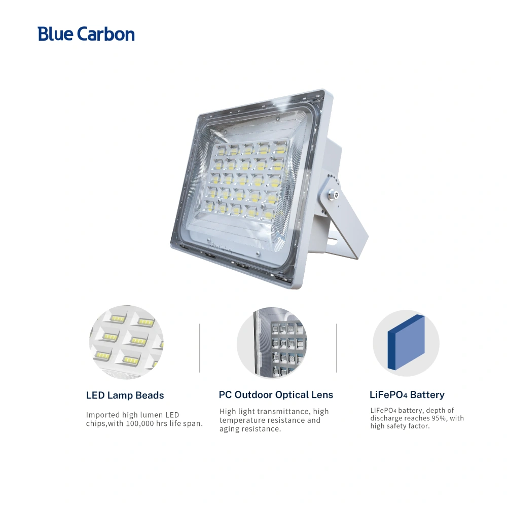 Blue Carbon Solar Flood Light 1600lm Cree Led 10 Years Warranty Solar Light Outdoor Solar Street Lights Lifepo4 Battery