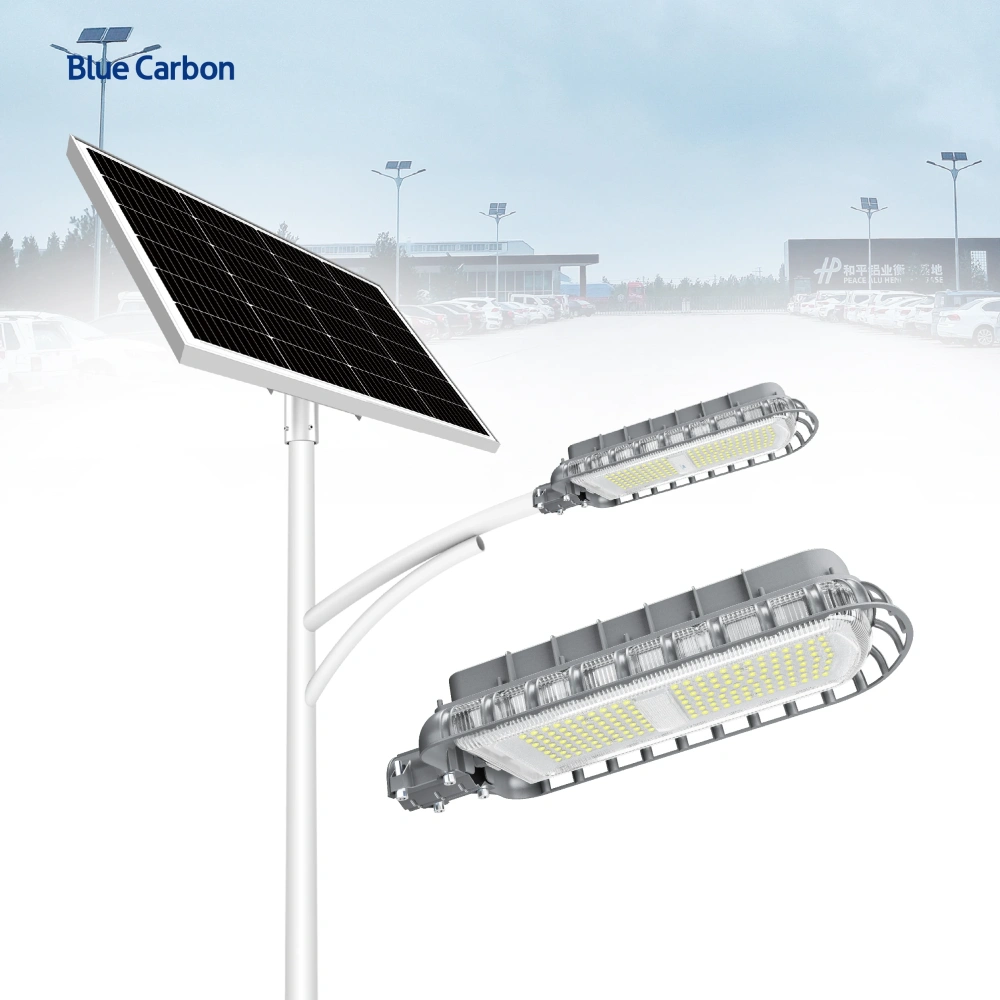 Blue Carbon 30W 50W 60W 80W 100W 120W Outdoor Waterproof Solar Street Lights  Led Lamp With Remote 36W Solar Street Lights