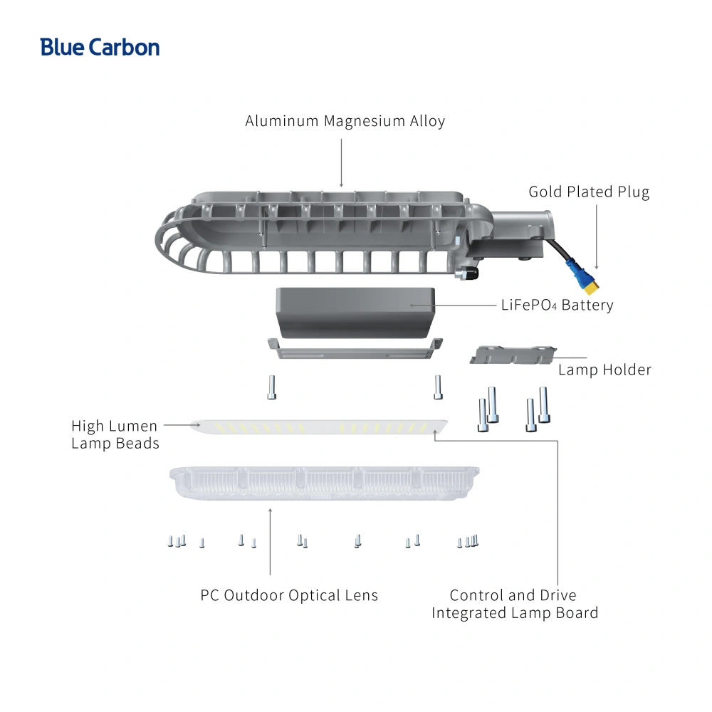 Blue Carbon ROSH CE Certified Light Manufacturers IP66 Outdoor Solar Street Light 24W LED Light Factory
