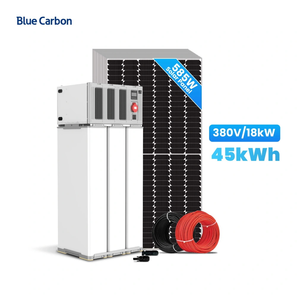 Blue Carbon Hybrid Solar Inverter 3 Phase 380V 18kW 36kW 54kW All-in-one Solar Power System for Home Industrial