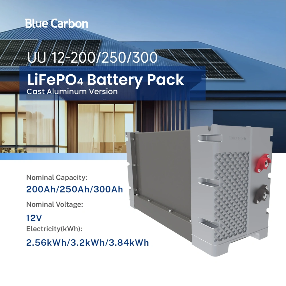 Blue Carbon 12V Lithium Battery Pack 200Ah 250Ah 300Ah LIFEPO4 Cell Lithium Ion Solar Energy Storage System Battery With BMS