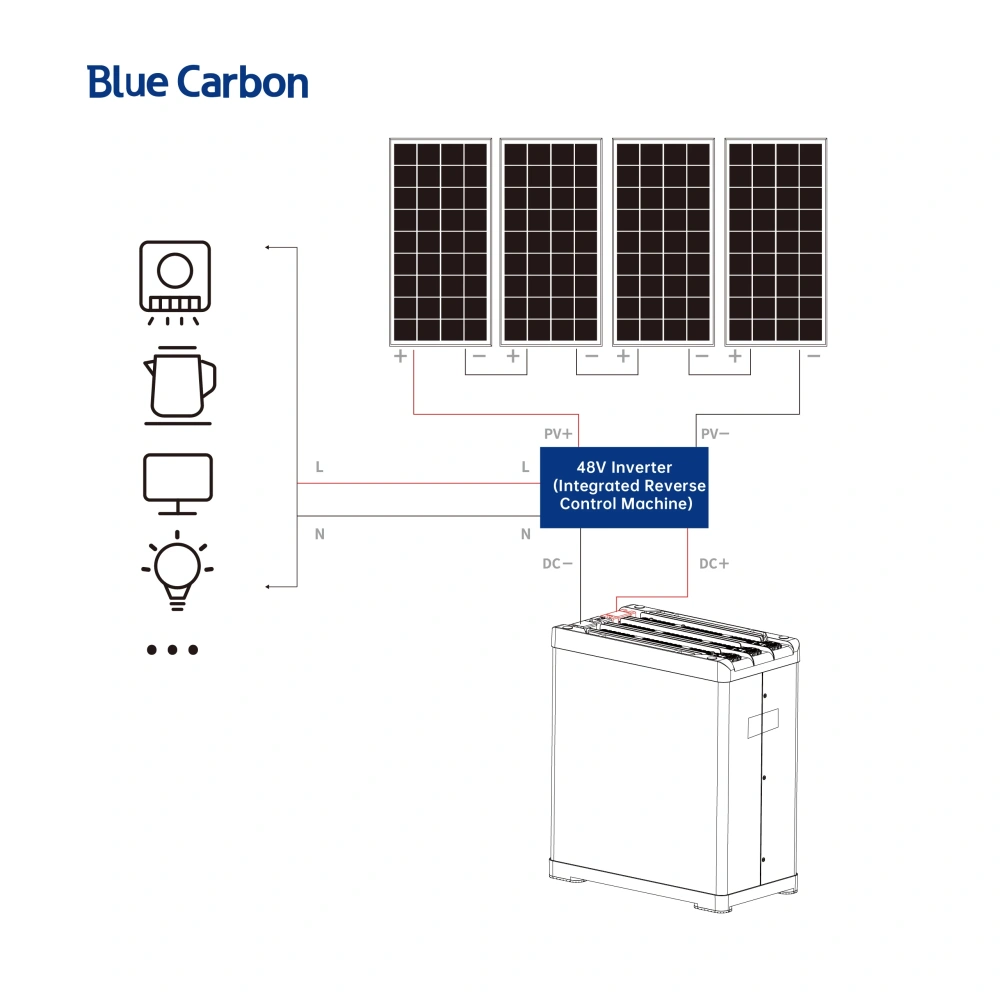 Blue Carbon 2025 Hot Selling 48V 100Ah Lifepo4 Lithium-ion Batteries for Solar Systems