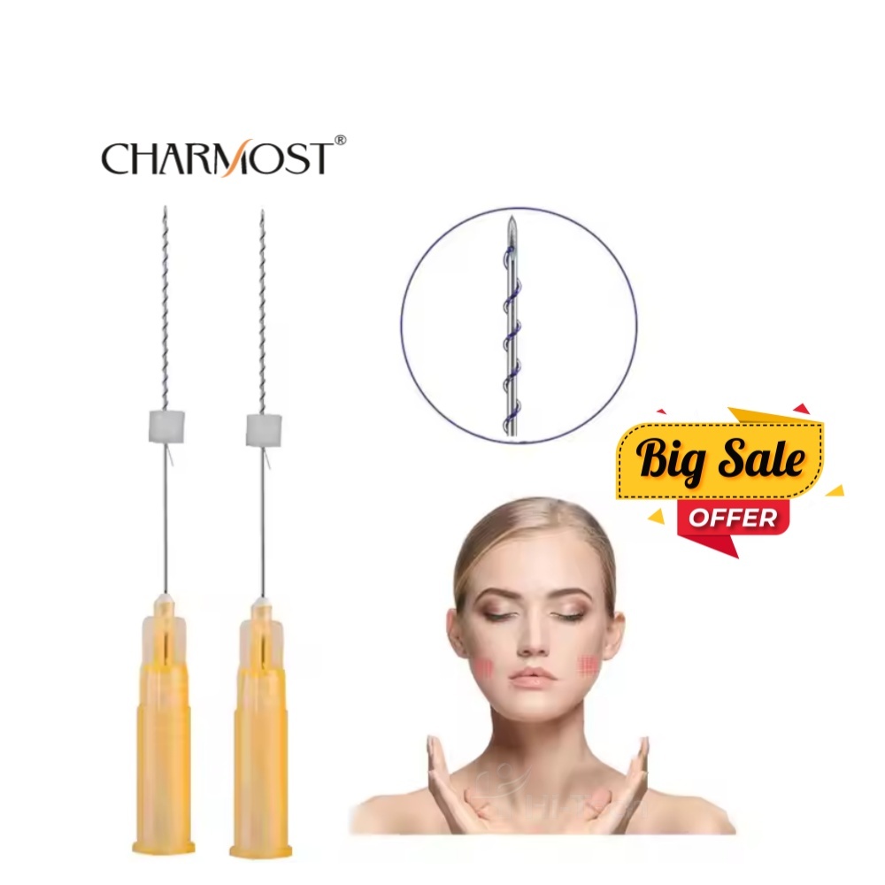 Hot Selling Face Lifting Threads PDO Screw Thread with Sharp Needle 27G 50mm for Anti-wrinkle Skin Tightening