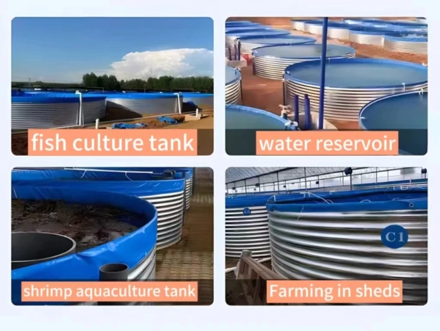 Factory Customised Large Outdoor High Density Galvanised Sheet Farm Pond Canvas Fish Pond Fish Farm Water Tanks