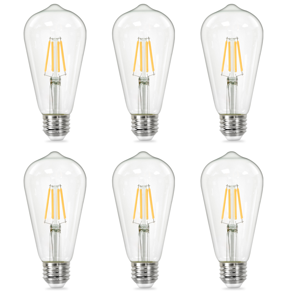 Vintage LED Edison Bulbs, ST58 Dimmable 4W E26 LED Bulb 40W Equivalent, 3000K Soft White Led Light Bulbs, Antique LED Filament Bulbs, CRI 80+, Flicker Free, No Glare, Clear Glass, Pack of 6