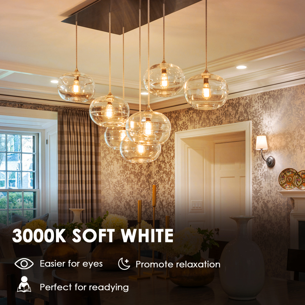 Dimmable LED Edison Bulbs 4W (40 Watt Equivalent) 400 Lumens, 3000K Soft White, ST64 E26 Base LED Light Bulbs, Vintage Clear Glass LED Filament Bulb for Home Lamp, Wall Sconce, Chandelier, 6 Pack