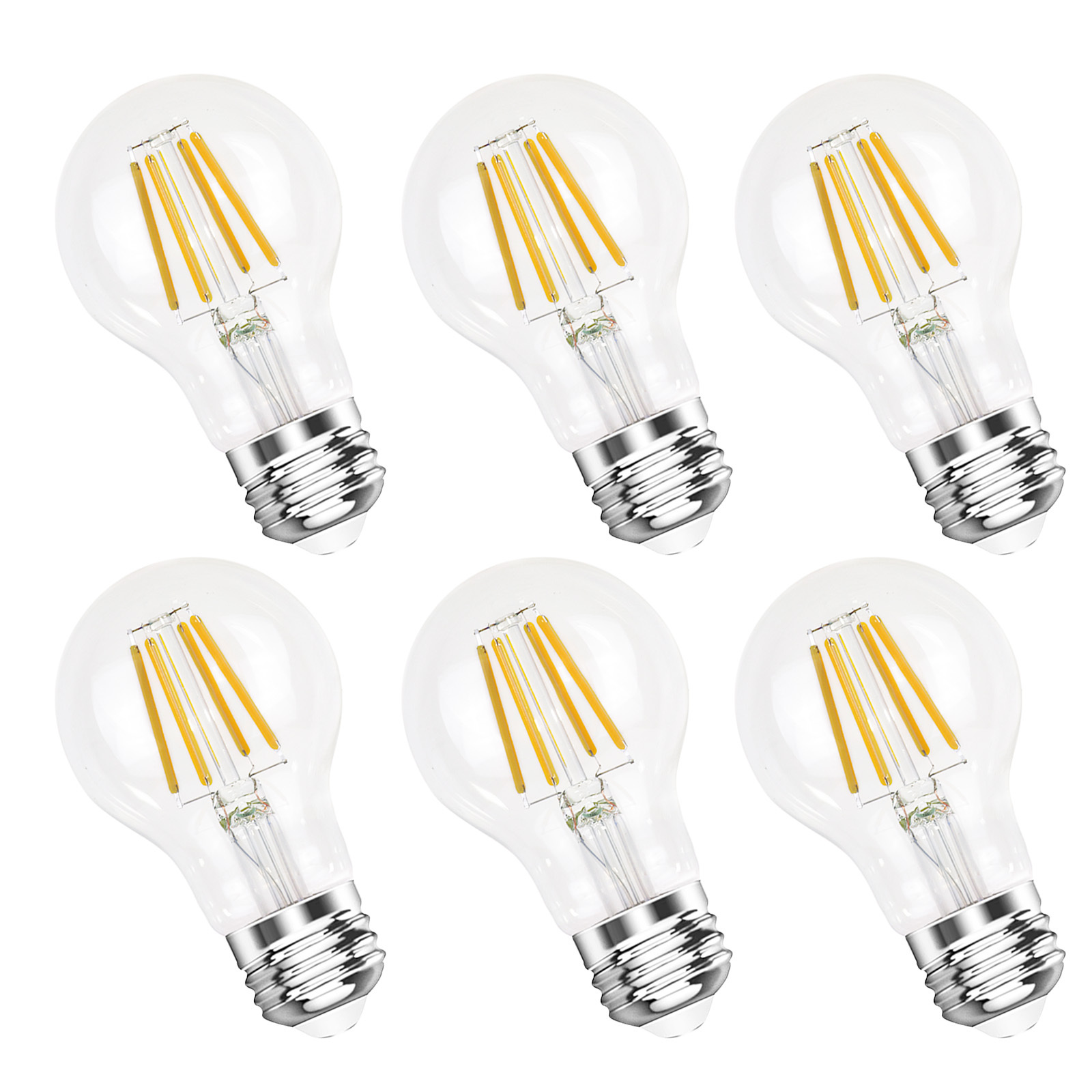 A19 E26 Base Dimmable Edison LED Bulb, 4W(40 Watt Equivalent) Stepless Dimming Light Bulbs 400lm, 3000K Soft Warm White, Vintage Clear Glass LED Filament Bulb for Home, Wall Sconce, Chandelier, 6 Pack