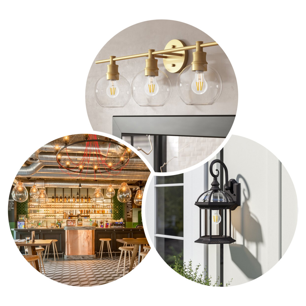 A19 E26 Base Dimmable Edison LED Bulb, 4W(40 Watt Equivalent) Stepless Dimming Light Bulbs 400lm, 3000K Soft Warm White, Vintage Clear Glass LED Filament Bulb for Home, Wall Sconce, Chandelier, 6 Pack