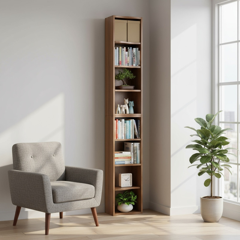 8-layer adjustable shelf ultra-thin bookshelf with a wavy border design, which is more aesthetically pleasing, is suitable for high and narrow, display and multi-functional bookshelves in home offices
