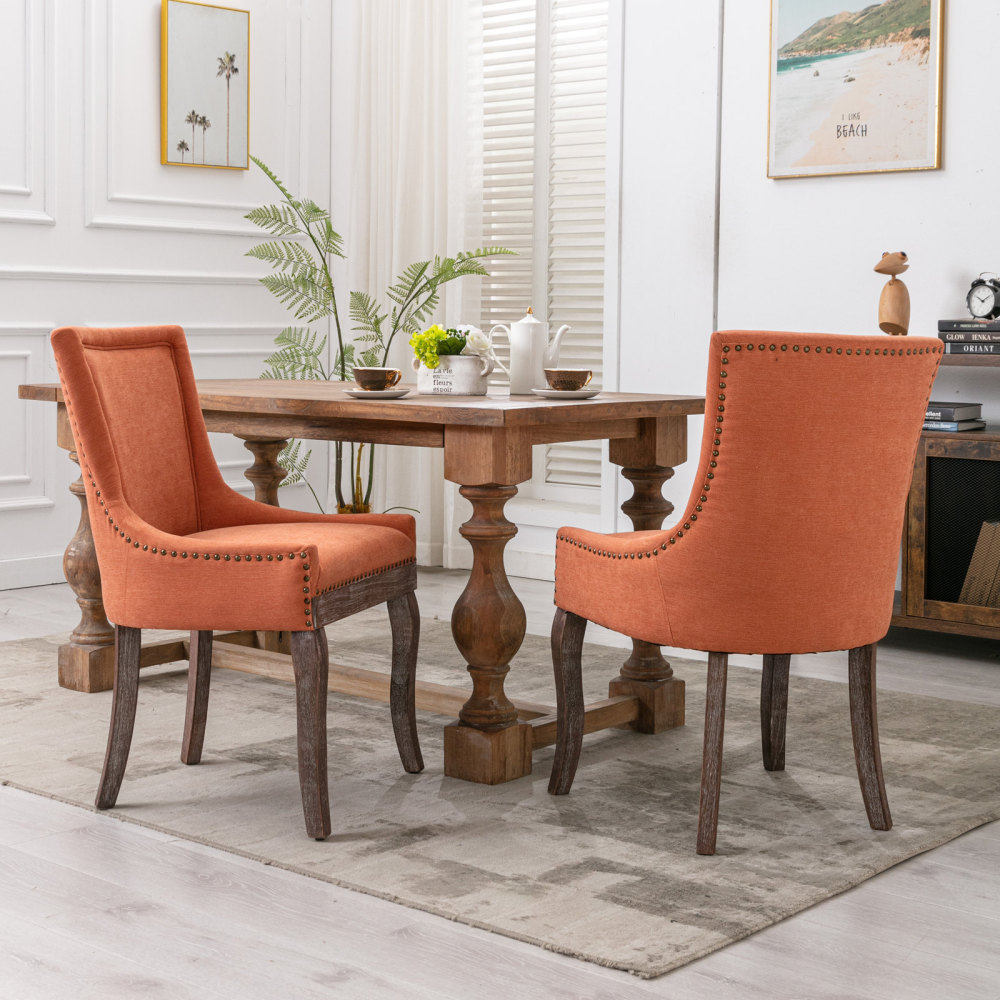 Ultra Side Dining Chair, Bronze nail head,Set of 2，