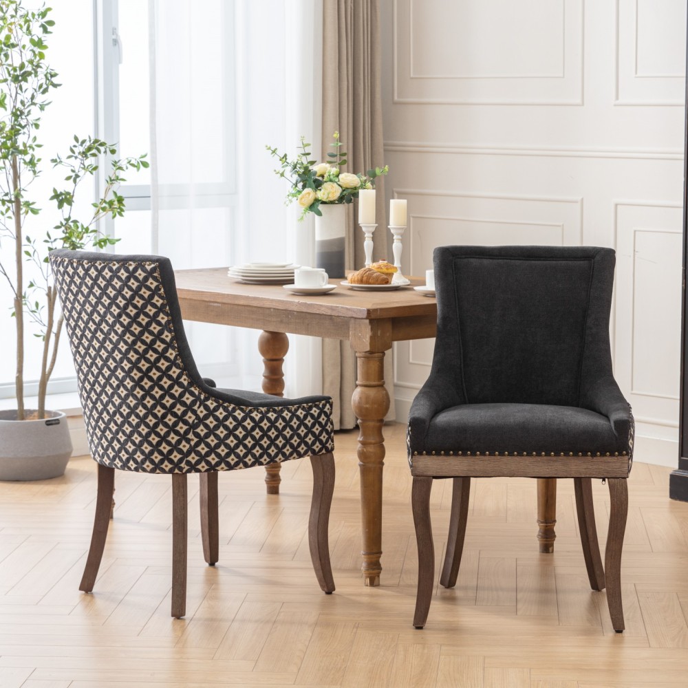 Ultra Side Dining Chair, Bronze nail head,Set of 2，