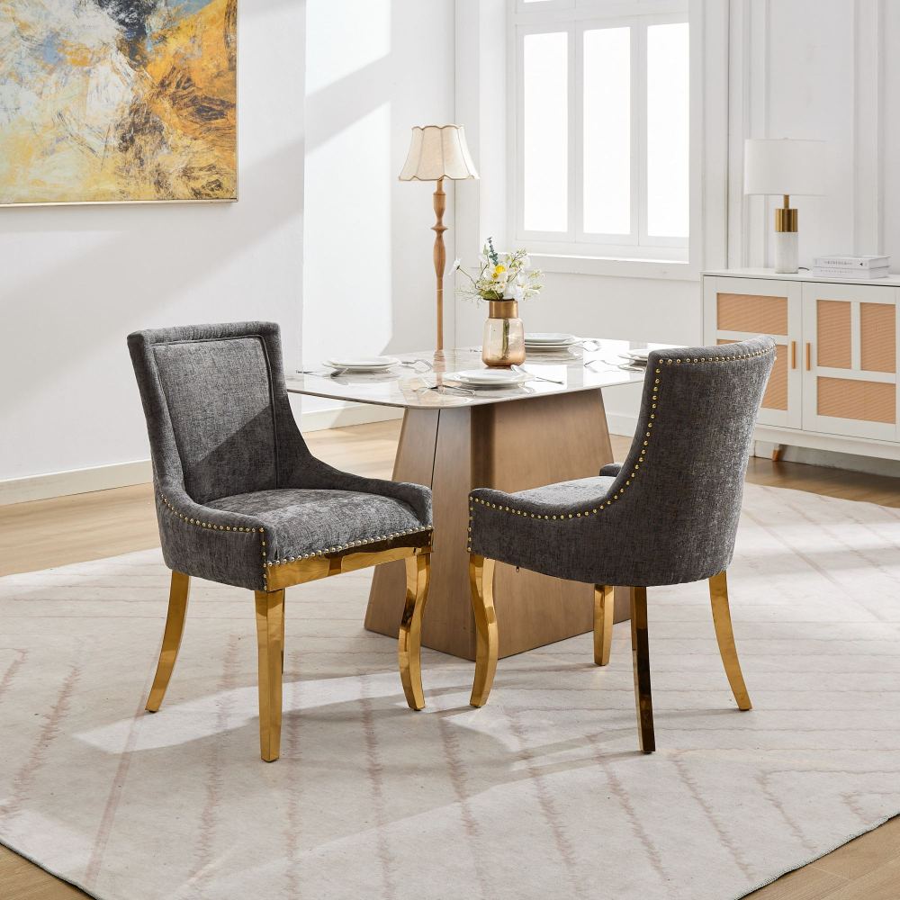 Ultra Side Dining Chair, Bronze nail head,Set of 2，