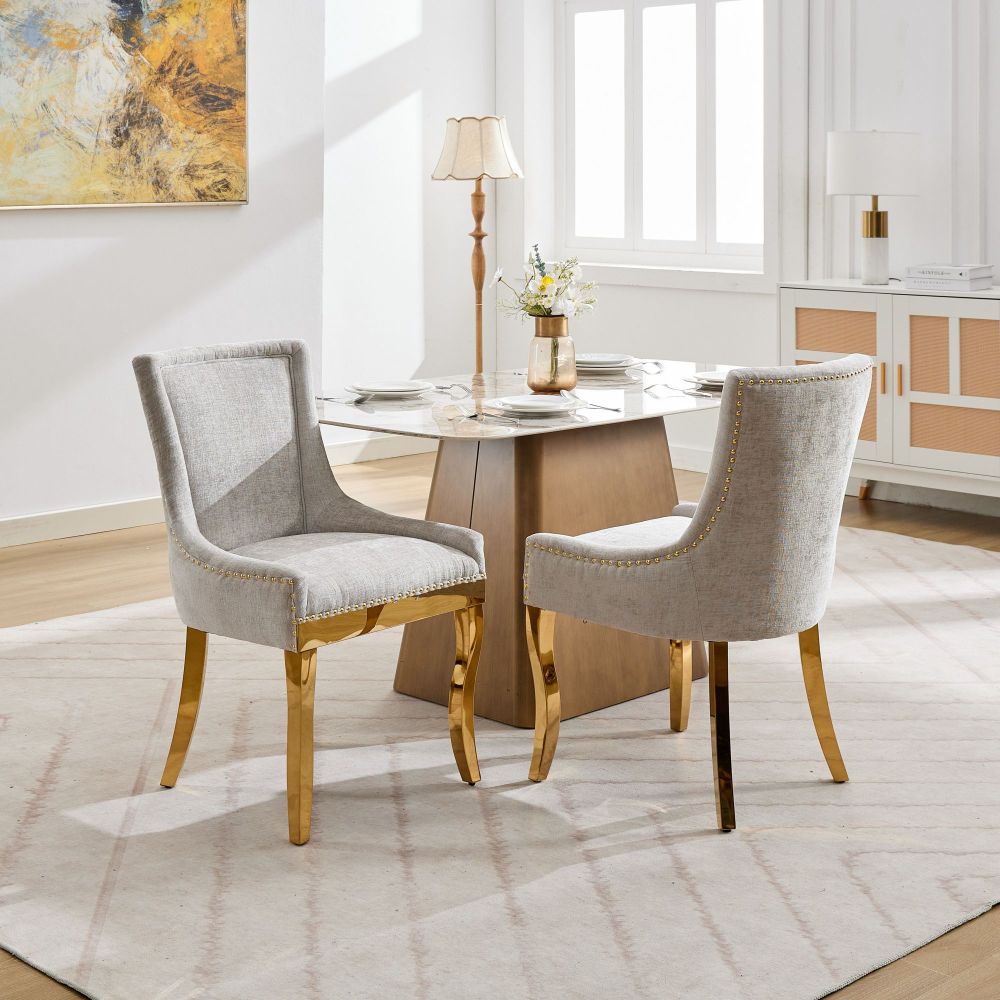Ultra Side Dining Chair, Bronze nail head,Set of 2，