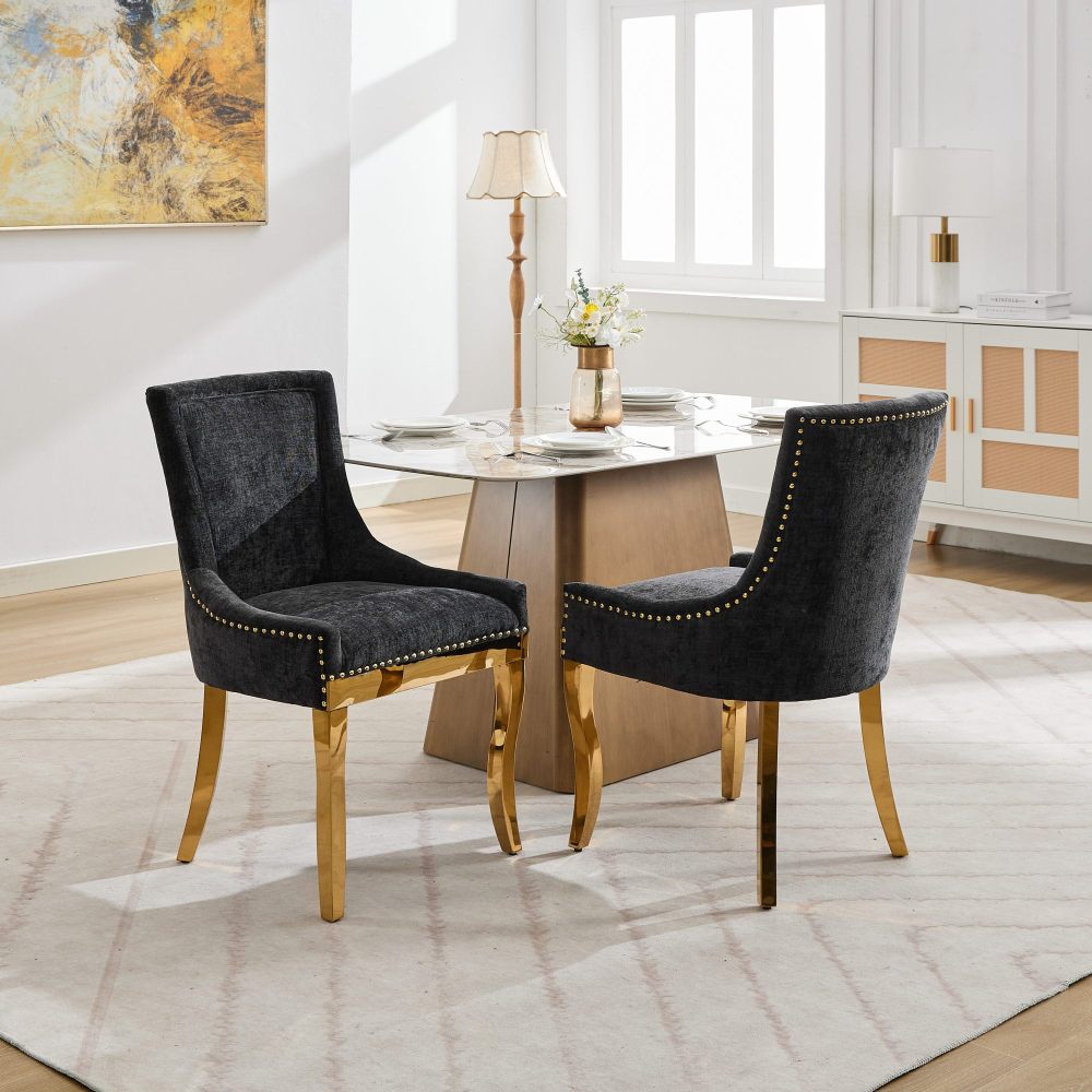 Ultra Side Dining Chair, Bronze nail head,Set of 2，