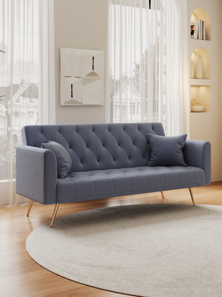 71-inch convertible love seat sofa, American vintage velvet material, suitable for small living room, bedroom, office