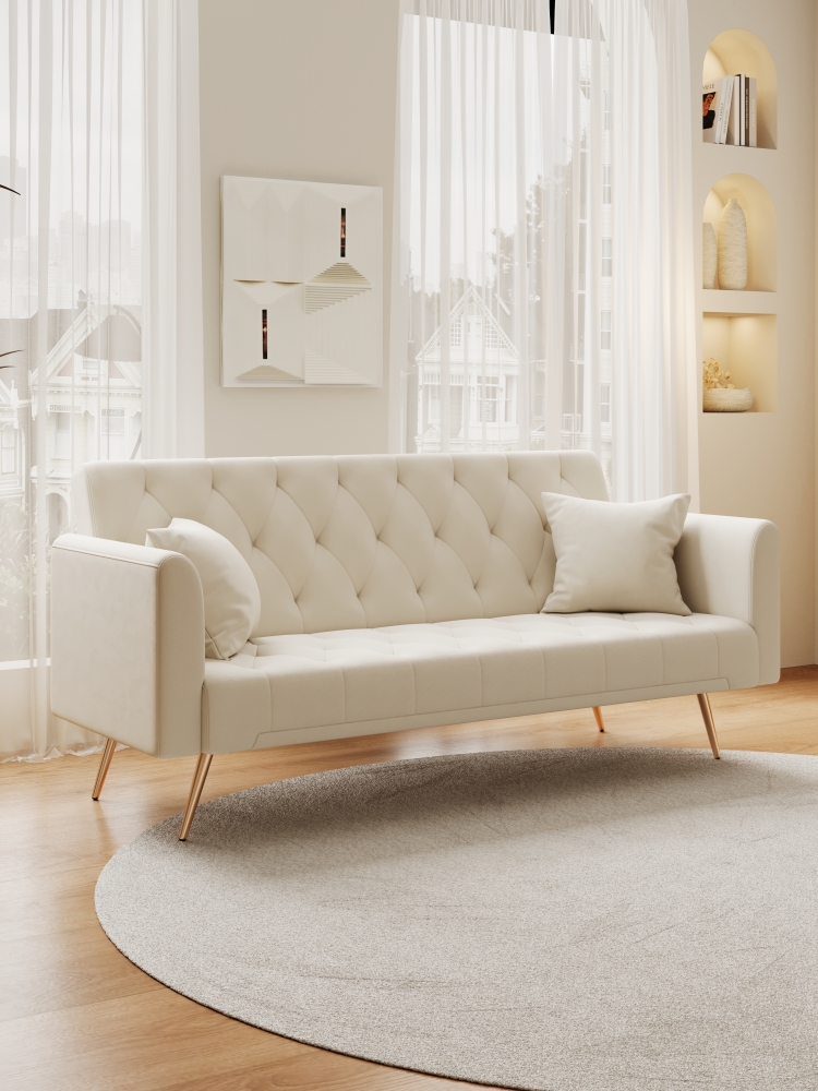 71-inch convertible love seat sofa, American vintage velvet material, suitable for small living room, bedroom, office